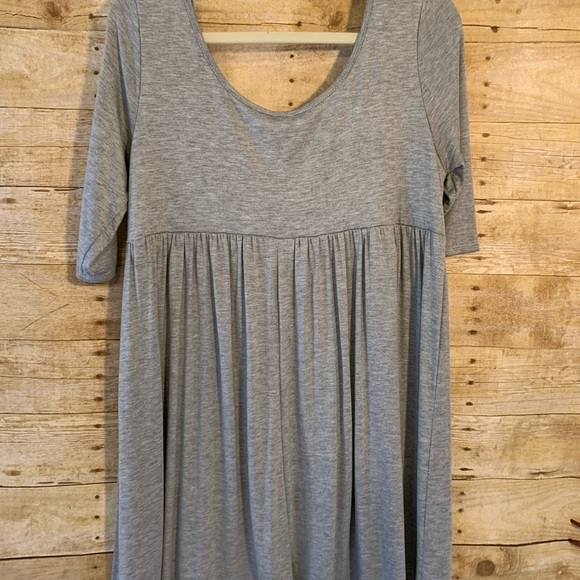 MOA Collection Grey Scoop Neck Short Babydoll Empire Waist Elbow Sleeves 2XL - Picture 4 of 6